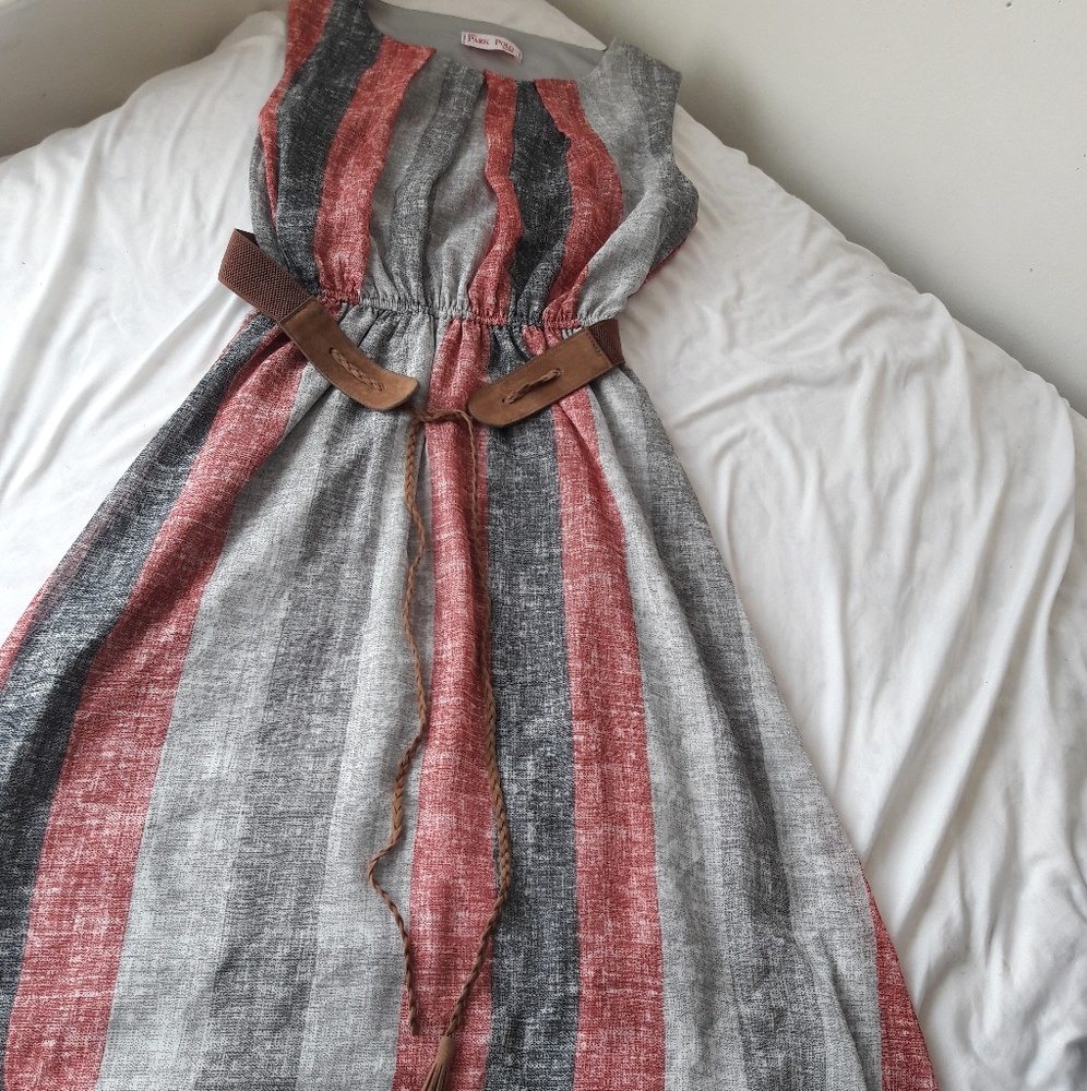 Dusty Grey and pink Turkish maxi dress